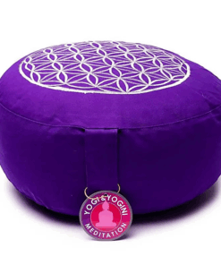 Zafu de Yoga meditación Flor de la vida purpura/plata