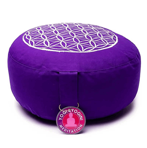 Zafu de Yoga meditación Flor de la vida purpura/plata