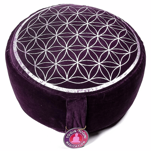 Zafu de Yoga meditación estilo vintage morado flor de la vida