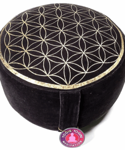 Zafu de Yoga meditación estilo vintage Flor de la vida antracita