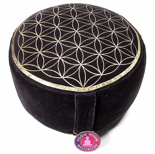Zafu de Yoga meditación estilo vintage Flor de la vida antracita