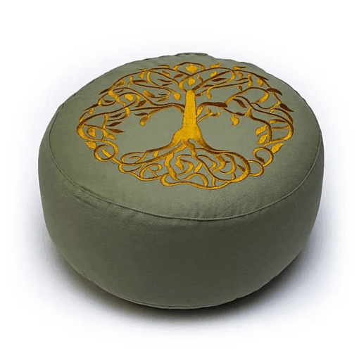 Zafu de Yoga meditación Árbol de la vida de algodón BIO