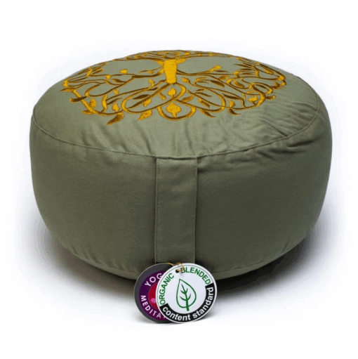 Zafu de Yoga meditación Árbol de la vida de algodón BIO