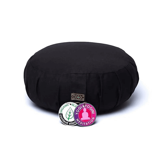 Zafu de Yoga meditación negro de algodón orgánico