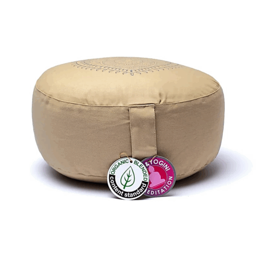 Zafu de Yoga meditación Corazón beige algodón orgánico
