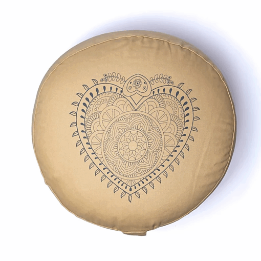 Zafu de Yoga meditación Corazón beige algodón orgánico