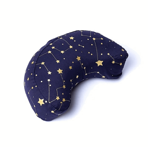 Zafu de Yoga Meditación media luna cielo estrellado azul marino algodón orgánico