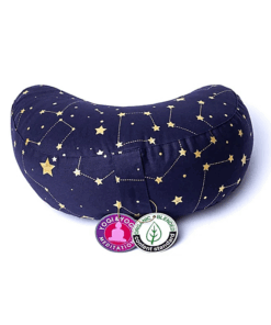 Zafu de Yoga Meditación media luna cielo estrellado azul marino algodón orgánico