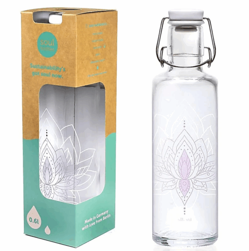 Botella para Yoga y Pilates Soulbottle Just breathe con Flor de Loto