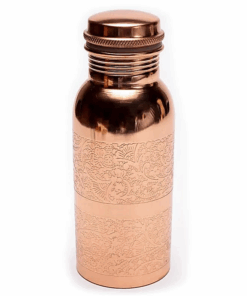 Botella para Yoga y Pilates de cobre con diseño floral grabado