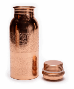 Botella para Yoga y Pilates de cobre con diseño floral grabado