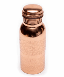 Botella para Yoga y Pilates de cobre con diseño floral grabado