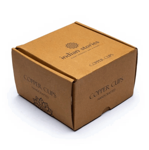 Vaso de cobre para Yoga y Pilates con diseño floral grabado - Cuatro unidades