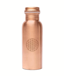 Botella para Yoga y Pilates de cobre con Flor de la Vida grabado a láser