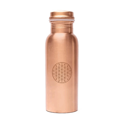 Botella para Yoga y Pilates de cobre con Flor de la Vida grabado a láser