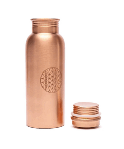 Botella para Yoga y Pilates de cobre con Flor de la Vida grabado a láser