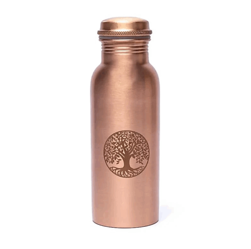 Botella para Yoga y Pilates de cobre con Árbol de la vida grabado a láser