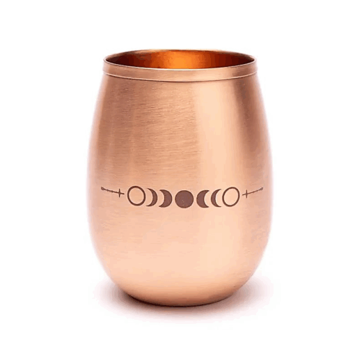 Vaso de cobre para Yoga y Pilates con fases lunares grabadas con láser - Dos Unidades