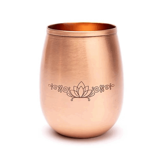 Vaso de cobre para Yoga y Pilates con con loto grabado con láser - Dos Unidades