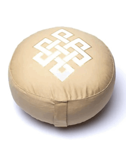 Zafu de Yoga meditación Nudo infinito beige algodón orgánico