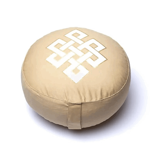 Zafu de Yoga meditación Nudo infinito beige algodón orgánico