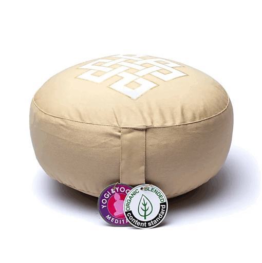 Zafu de Yoga meditación Nudo infinito beige algodón orgánico