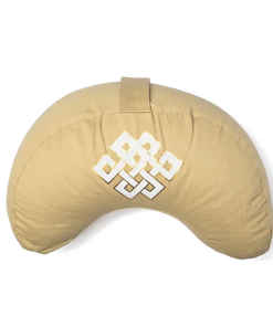 Zafu de Yoga meditación media luna nudo infinito beige algodón orgánico