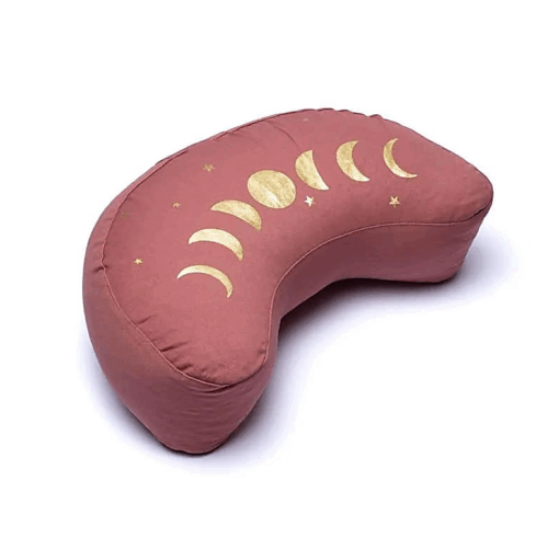Zafu de Yoga meditación fases lunares rosa antiguo algodón orgánico