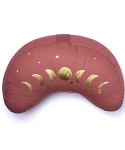 Zafu de Yoga meditación fases lunares rosa antiguo algodón orgánico
