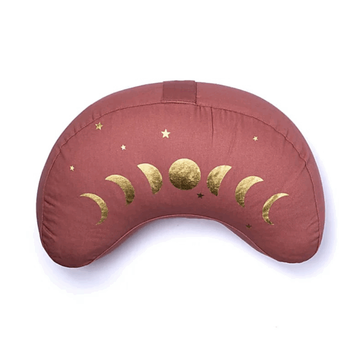 Zafu de Yoga meditación fases lunares rosa antiguo algodón orgánico