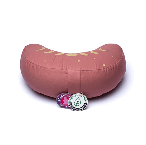 Zafu de Yoga meditación fases lunares rosa antiguo algodón orgánico