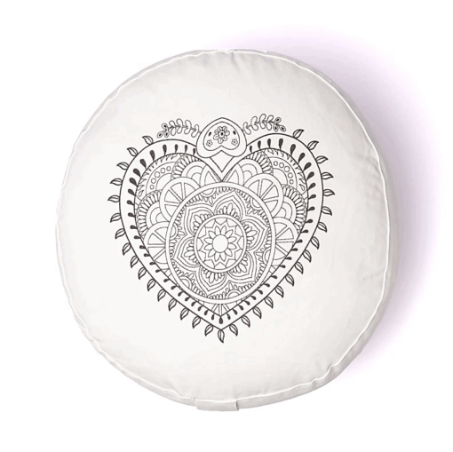 Zafu de Yoga meditación corazón color crudo algodón bio