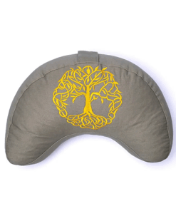 Zafu de Yoga meditación media luna verde árbol de la vida algodón bio