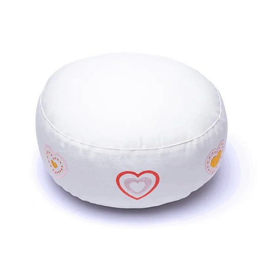Zafu de Yoga meditación blanco corazones algodón orgánico