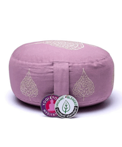 Zafu de Yoga meditación lila hoja de bodhi algodón orgánico