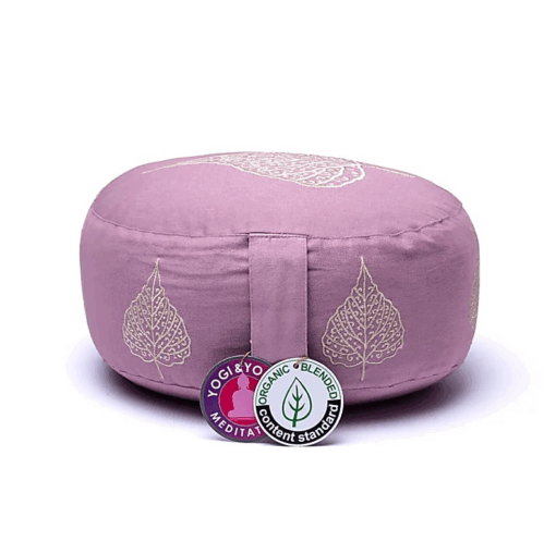 Zafu de Yoga meditación lila hoja de bodhi algodón orgánico