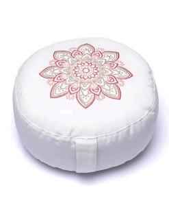 Zafu de Yoga meditación blanco mandala algodón orgánico