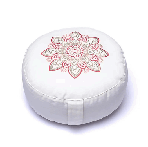Zafu de Yoga meditación blanco mandala algodón orgánico