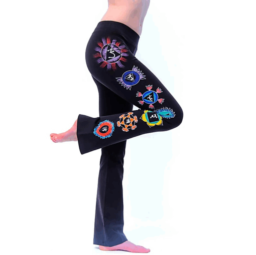 Pantalón de Yoga Chakras pintados a mano negro