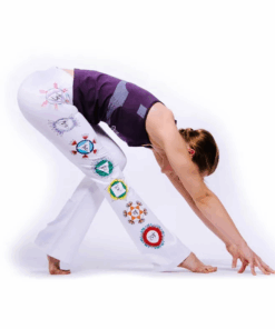 Pantalón de Yoga Chakras pintados a mano blanco