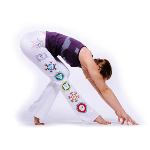 Pantalón de Yoga Chakras pintados a mano blanco