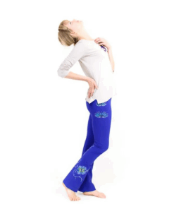 Pantalón de Yoga Lotus pintado a mano algodón azul/violeta
