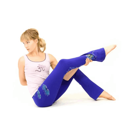 Pantalón de Yoga Lotus pintado a mano algodón azul/violeta