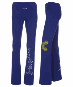 Pantalón de Yoga Lotus pintado a mano algodón azul/violeta