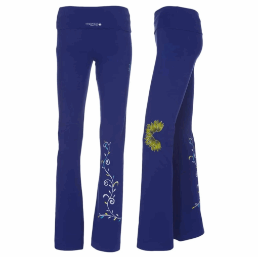 Pantalón de Yoga Lotus pintado a mano algodón azul/violeta