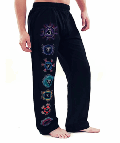 Pantalón de Yoga para hormbres Chakras pintados a mano negro