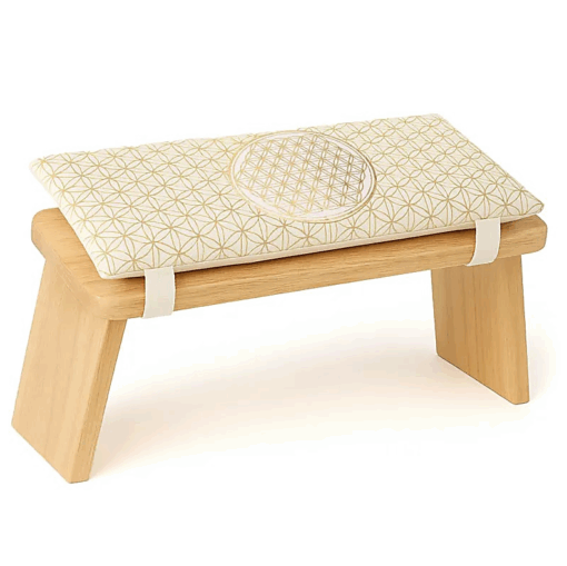 Cojín para banco de meditación blanco Flor de la Vida con relleno