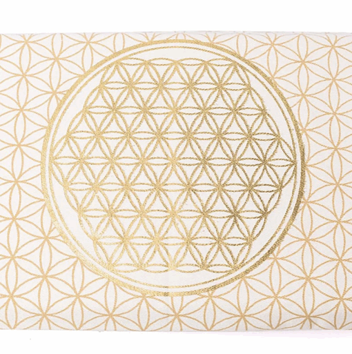 Cojín para banco de meditación blanco Flor de la Vida con relleno