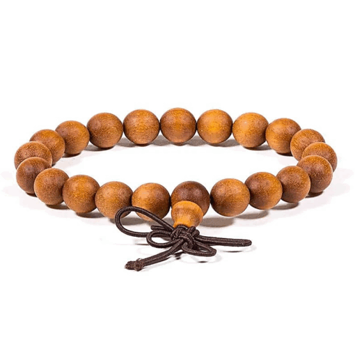 Mala/pulsera de madera de sándalo - elástica