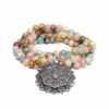 Mala cuarzo rosa/ amazonita/ rodonita + loto